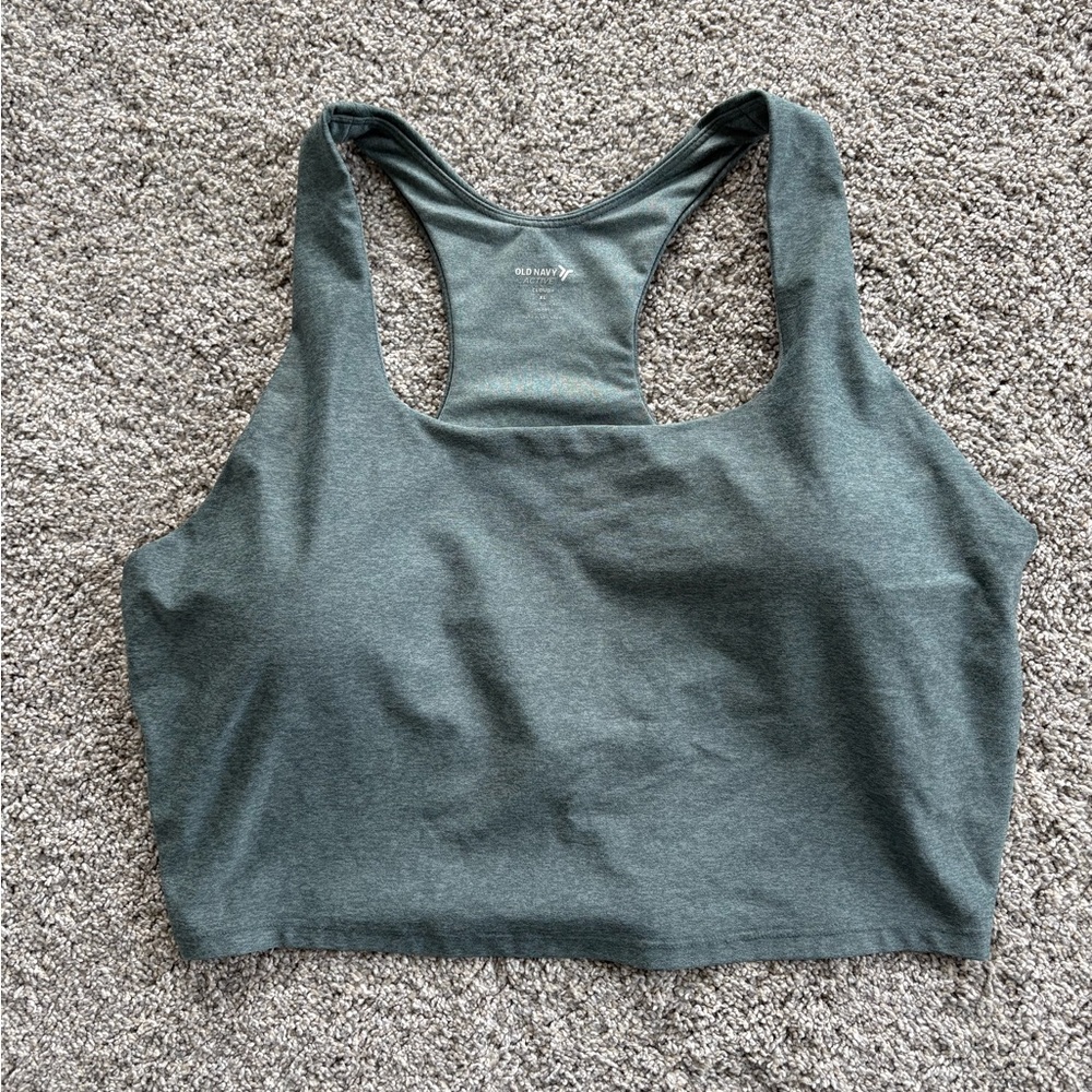 Grey-Green Long Line Sports Bra